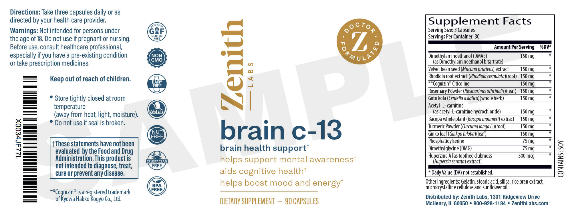 Brain C-13 supplement fact